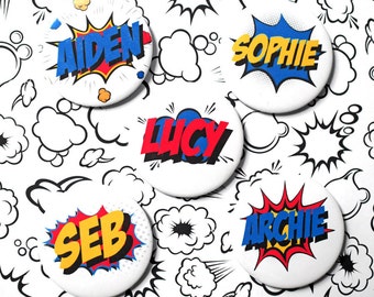 Personalised Superhero Badge - Children&#39;s Party Favour