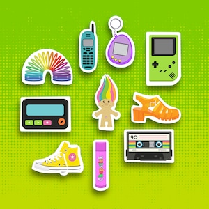 Retro 90s Themed Sticker Set - Kidcore 90's Party Gift - Kawaii Stickers - Retro Planner Stickers