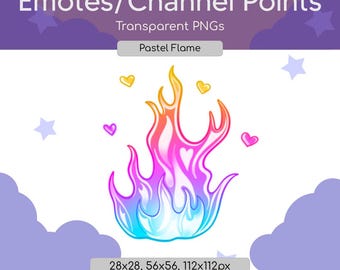 Puntos de canal de Twitch con llamas arcoíris pastel / Gráficos para streamers (Descarga digital)