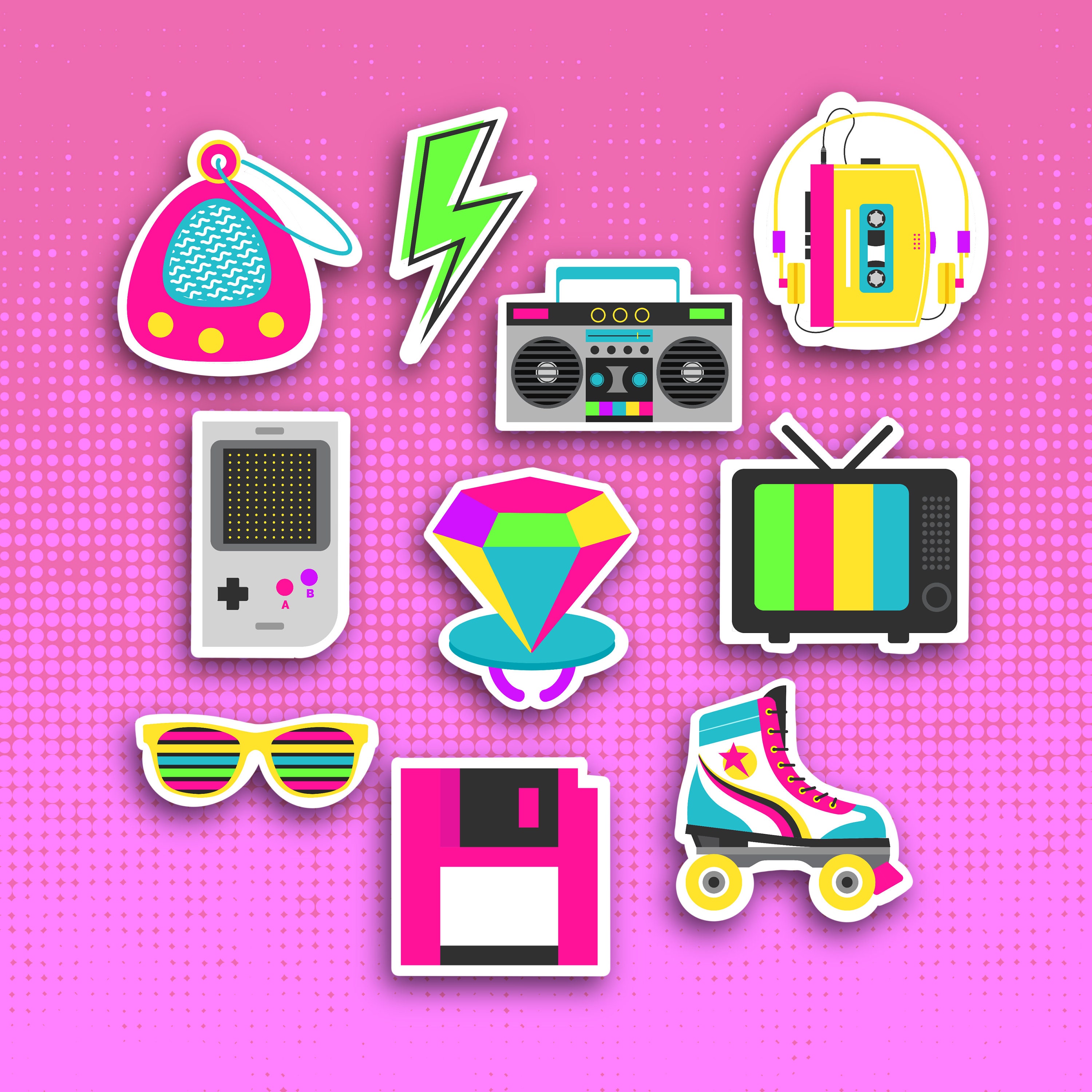 Retro 80s Themed Sticker Set 80's Party Gift Kidcore Etsy