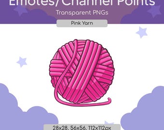 Iconos de puntos de canal de Twitch con forma de ovillo de lana rosa, recompensas de transmisión kawaii (descarga digital)