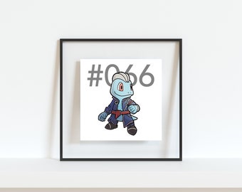 Lámina artística de Machop, el perro marino – Pokémon pirata, regalo para gamers (6x6)