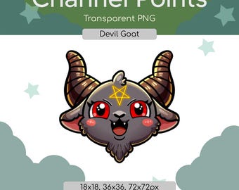Chibi Goat Devil Twitch Channel Points Icons Pack | Cute Demon Goat Emotes | Streamer Rewards Badges | Instant Download PNG