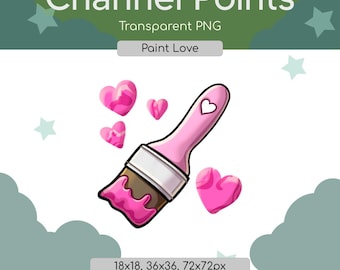 Pink Paint Brush Love – Twitch Channel Points Icon | Digital Instant Download | Streamer Emote, Cute Pixel Art Reward