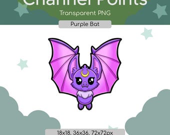 Purple Bat Twitch Channel Points Icons, Goth Cozy Stream Rewards (Digital Download)