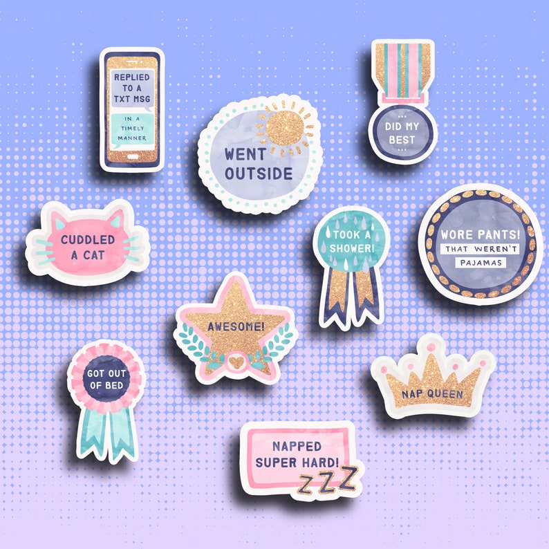 Adulting Reward Sticker Pack (1) - Anxiety Sticker Pack image 1
