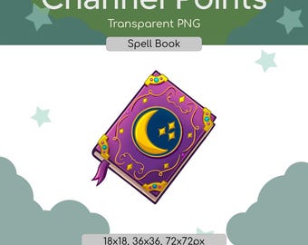 Purple Magic Spell Book Twitch Channel Points | Instant Download | Digital Reward, Streamer Emotes, Fantasy Twitch Overlay