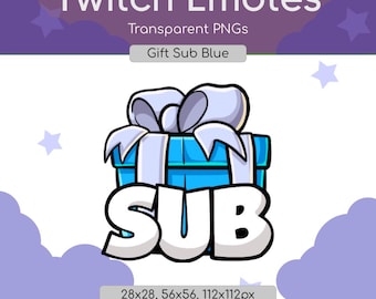 Blue Gift Sub Twitch Emote | Cute Twitch Subscriber Emote | Gifted Sub Badge | Streamer Emote | Instant Download PNG