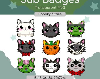 Spooky Kitty Twitch Sub Badges | Digital Download