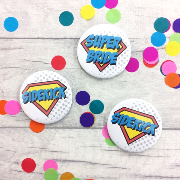 Super Bride - Superhero Bride - Hen Party - Comic Book Pin - Superhero Wedding - Superhero Badge - Hen Do - Team Bride - Geeky Wedding