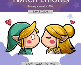 Link Zelda Kiss Emotes – Chibi Style PNG Pack (Digital Download)