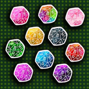 20 seitige Würfel Sticker Set - W20 Sticker - Dungeons and Dragons Sticker Set