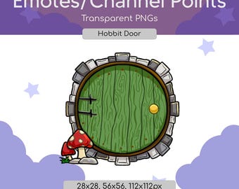 Emote de Puerta Hobbit / Agujero Hobbit — Lindo emoticono de puerta verde y seta para Twitch