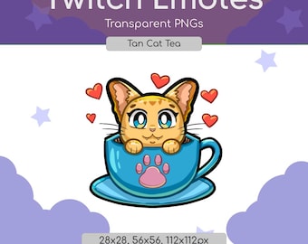Orange Cat Tea Twitch Emote - Digital Download