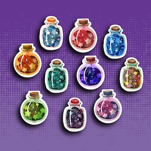 Lot d'autocollants pour potions magiques - Autocollants sorcières - Autocollants Wizard Alchemy Fantasy Potions