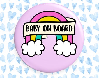 Baby on Board Button Badge - Pregnancy Announcement - Baby Shower Gift