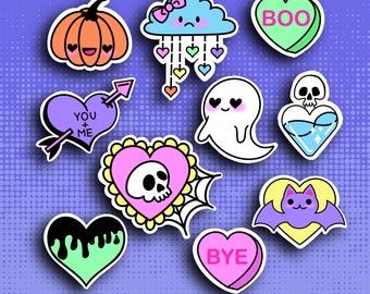 Pastell Whimsigoth Valentinstag Aufkleber Set - Emo Geschenk