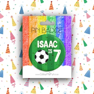 Emblema de aniversário de futebol personalizado - Emblema de aniversário infantil - Aniversário infantil