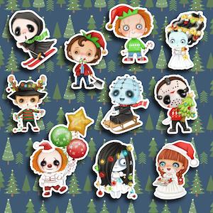 Spooky Christmas Horror Character Sticker Set
