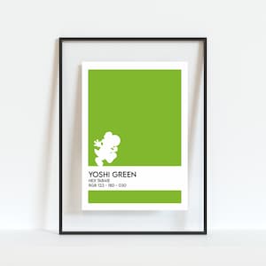 Retro Yoshi Gamer Art Print - Video Game Print - 5x7 print