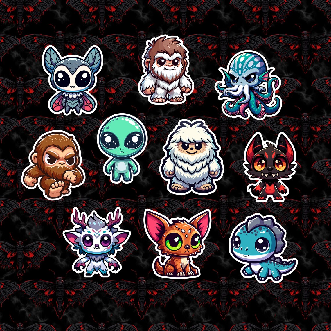 Cryptid Sticker Set - Folklore Stickers - Cryptozoologist Stickers - Etsy