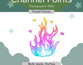 Pastel Rainbow Flames Twitch Channel Points | Instant Digital Download | Custom Twitch Rewards | Cute Streamer Graphics | PNG Clipart