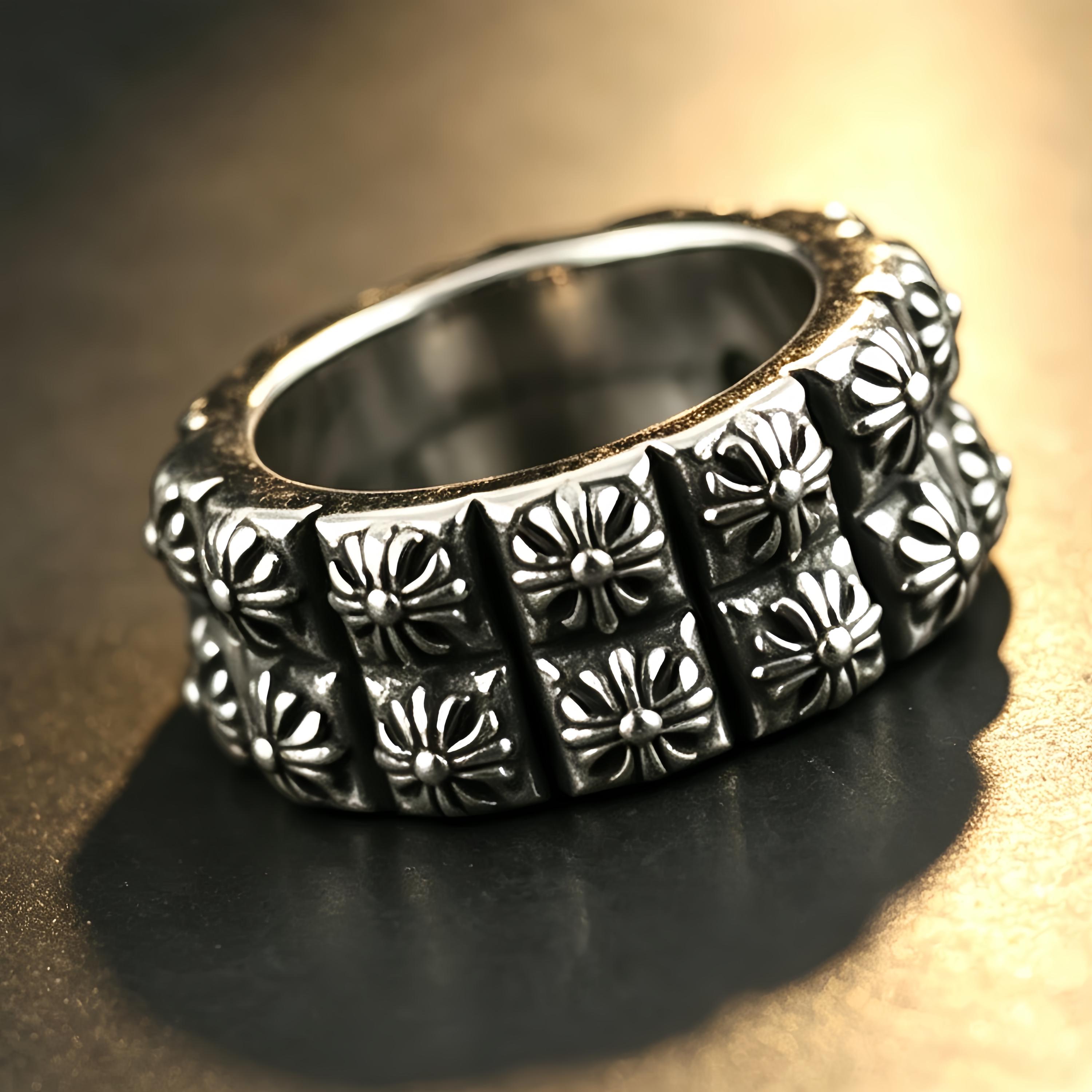 Double Floral Ring Chrome Hearts - Etsy