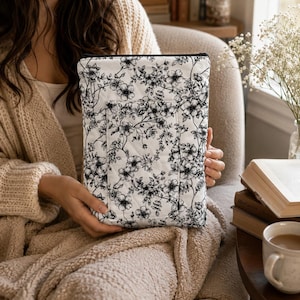 Quilted Floral Book Sleeve, Cottagecore Bible Cover, Kindle Protector, Reader Gift