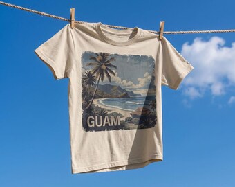 Guam Vintage Travel Poster T-Shirt | Retro Guahan Beach Tee | Chamorro Island Pride Shirt | Unisex Guam Souvenir Gift
