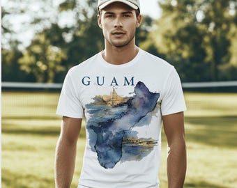 Guam Watercolor Map T-Shirt, Island Map Tee, Guam Pride Shirt, CHamoru Roots Gift, Unisex Soft Cotton Tee, Made to Order