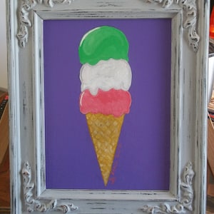Ice Cream Acrylic Painting 6x8