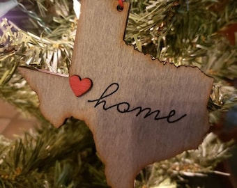 Texas State Ornament Texas Decor  Christmas Ornament Wooden Holiday Ornament Texas Gifts Stocking Stuffers Rustic Decor Holiday Ornaments