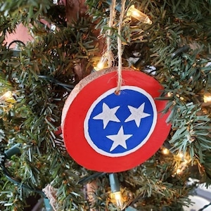 Tennessee Tri Star Wooden Ornament Tennessee Flag Ornament Wooden Ornaments