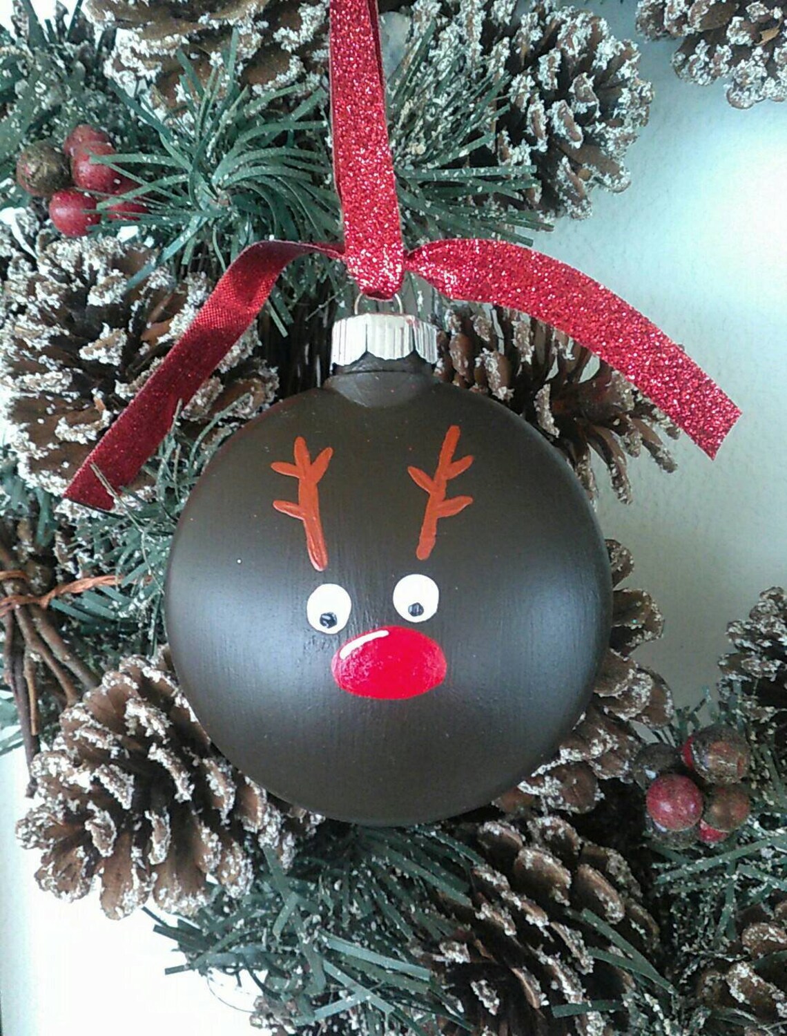 Décoration De Noël Peinte à La Main - Renne Vincent Et Son Elfe - Ornement De Fête
