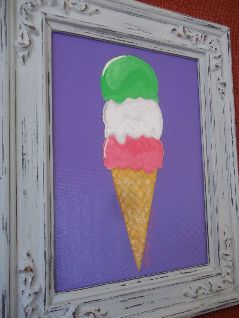Ice Cream Acrylic Painting 6x8 Etsy