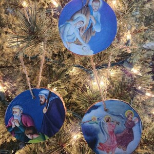 3Pcs Christmas Tree Shape Luminous Wooden Nativity Scene Ornaments Elk Christmas Decorations Ornaments Party Decorations
