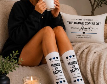 Polizei Socken | dünne blaue Linie | Ausgebildete Kampfsocken| Polizei Frau Geschenk | Polizei Geschenk | Christian Socken | Geschenk für Frauen | Geschenk