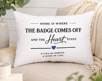 Police Wife Lumbar Pillow | Thin Blue Line Pillow | Police Officer Wife Gift | Law Enforcement Home Decor