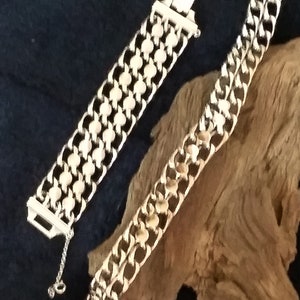 Vintage Stylish Chain Link Choker And Matching Bracelet Matching Earrings Silver Choker Bracelet Earrings Set