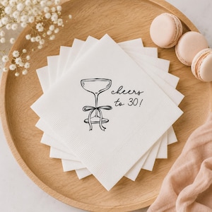 30. Geburtstag Champagner Servietten Prost auf 30 Party Papier Cocktail Serviette Schleife Design Tischdekoration Probe Abendessen Accessoires 30