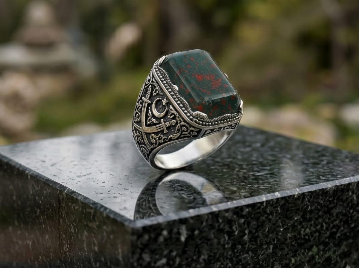 Vintage Bloodstone Signet Ring - Etsy