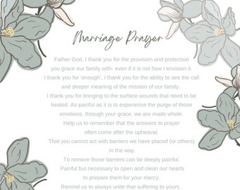 Floral Marriage Prayer Card for Husband and Wife