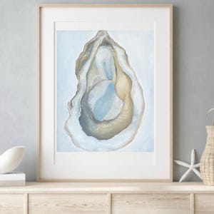 Oyster Art Print 3 Coastal Art Oyster Oil painting Shell Oyster Painting Art Oyster Shell Print Oyster Still Life Kitchen Art Chef art