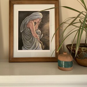 Mourning Lady painting Wall Art Grief Gift  Art lent Good Friday Triduum