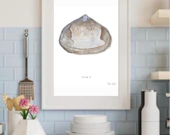 Clam Shell Watercolor Art Print – Coastal Cottage Decor