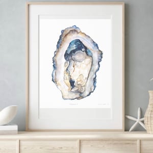 Oyster Art print Coastal Art  Oyster Watercolor Shell Oyster Painting Shell Print Oyster Art Oyster Shell Print kitchen chef gift coast #3