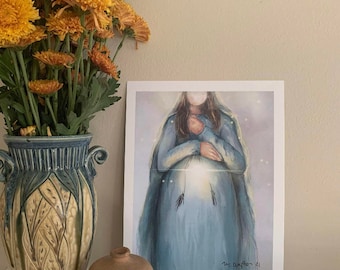 Threshold Of Hope Large Art print  | pregnant Mary | Catholic art print  | catholic gift Mary and Jesus Advent art