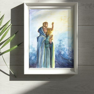 Stella Marris Art print mary artwork Catholic art print  our lady of the sea  catholic gift Mary and Baby Jesus art Gift for priest