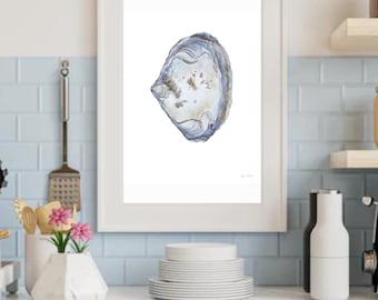 Watercolor Clam Shell Art Print, Coastal Kitchen Decor