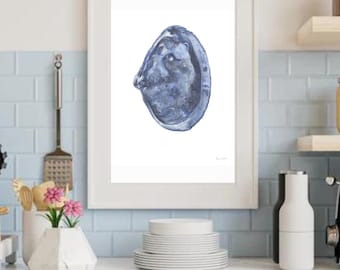 Clam Shell Watercolor Art Print - Coastal Kitchen Decor